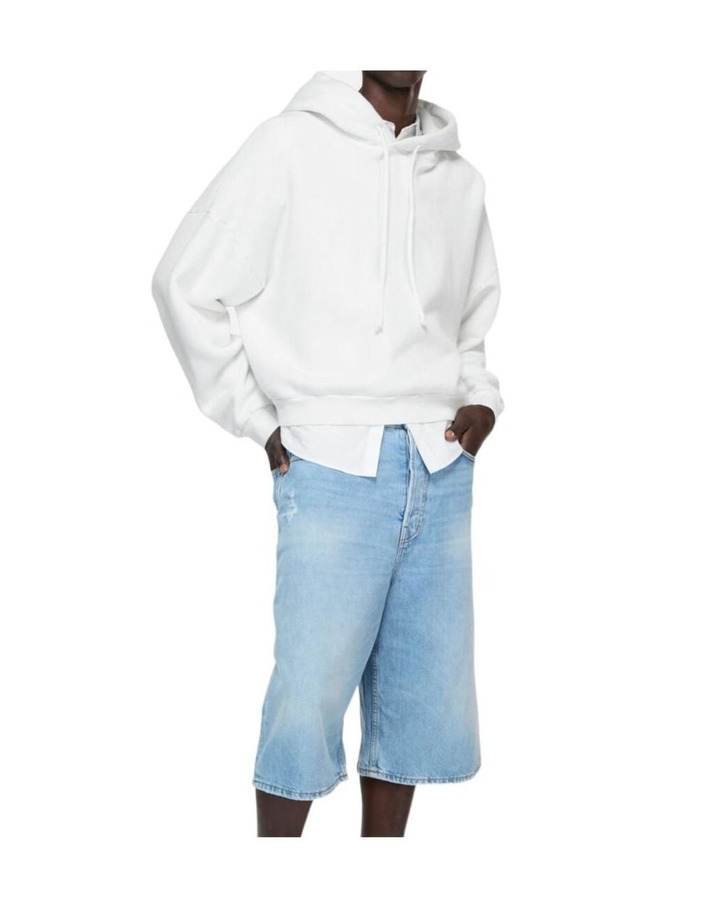 Acne White Cotton Hoodie for men
