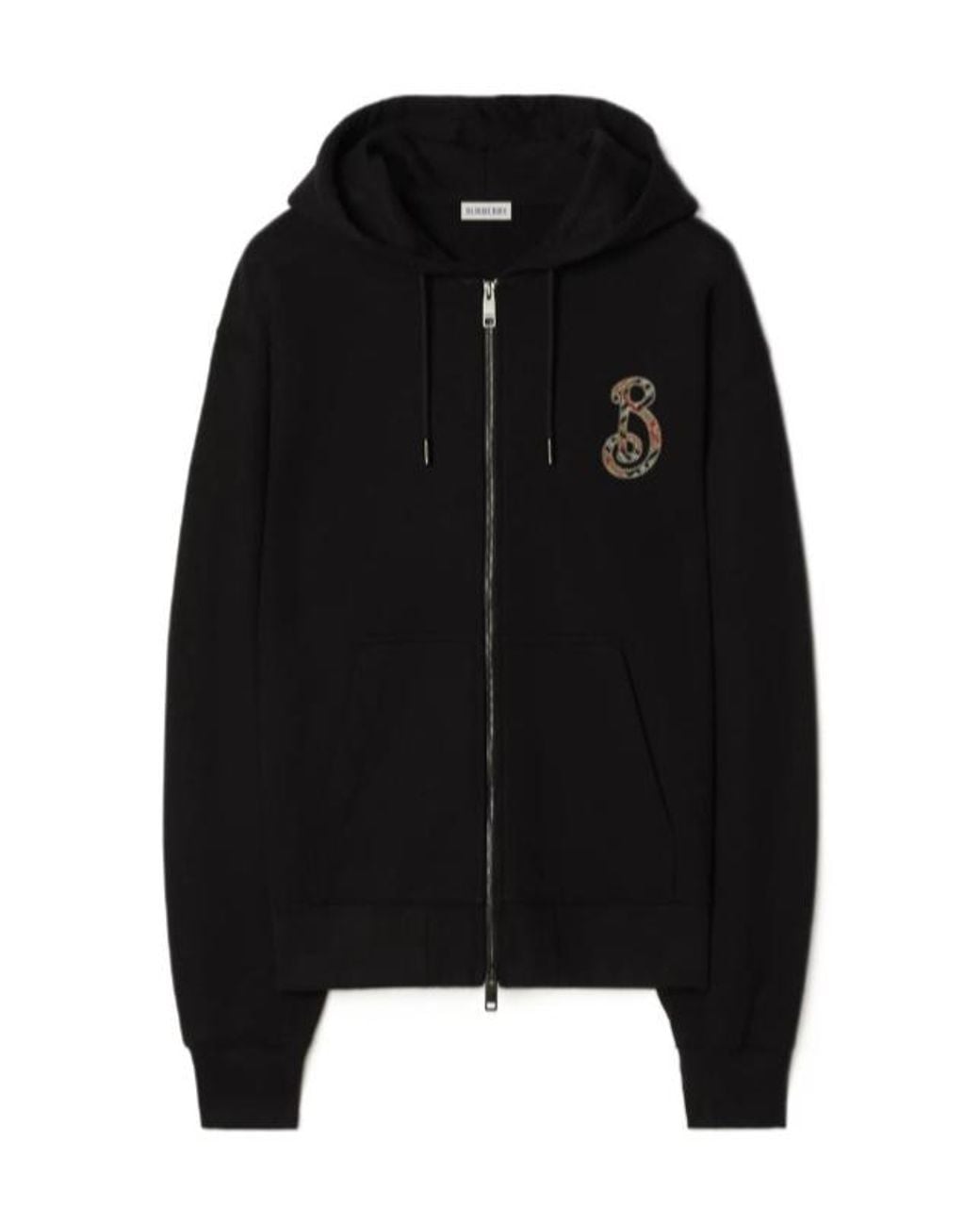 Burberry Black Check B Motif Cotton Zip Hoodie for men