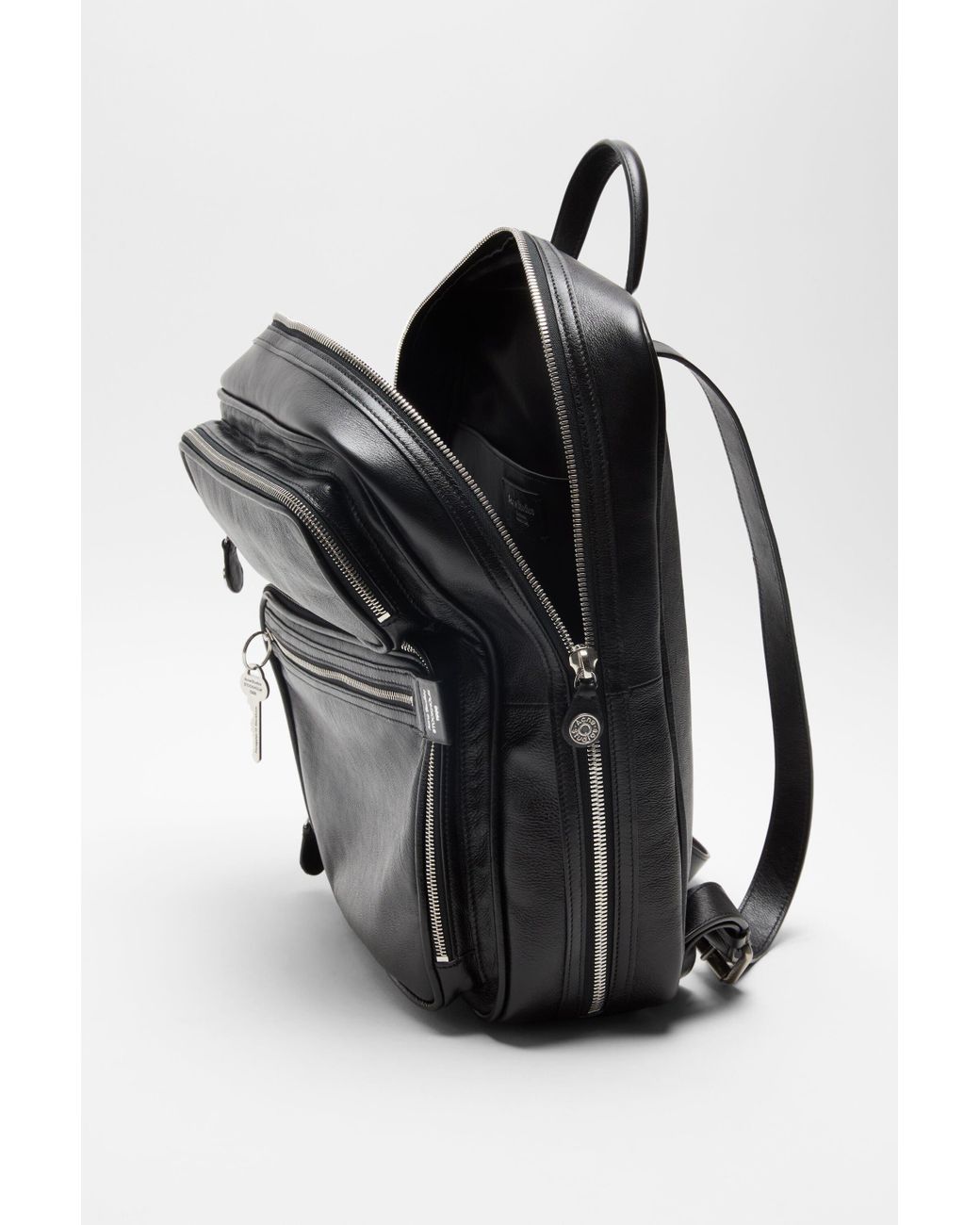 Acne Black Leather Top-Handle Backpack for men
