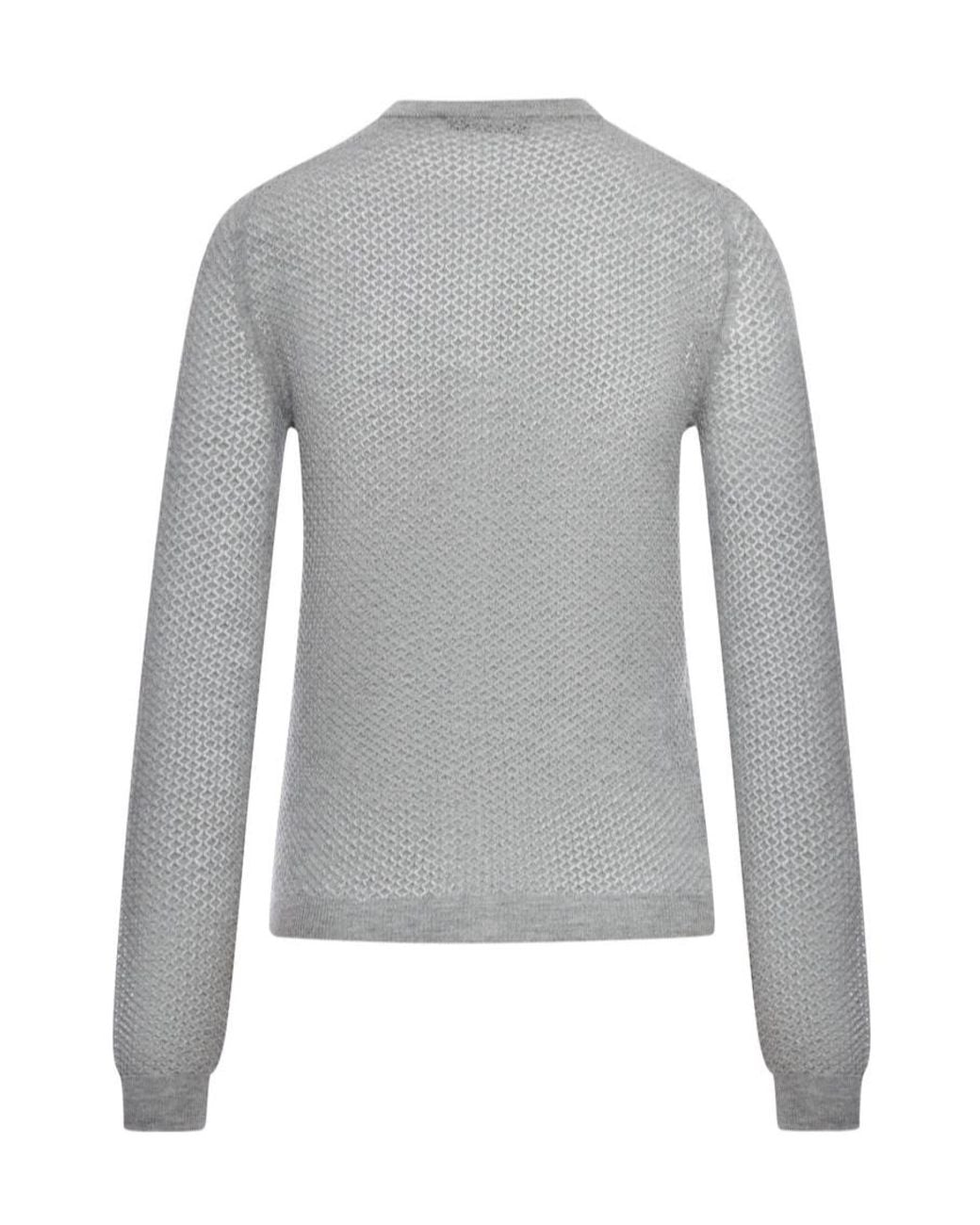 Miu Miu Gray Crewneck Button-Up Cardigan
