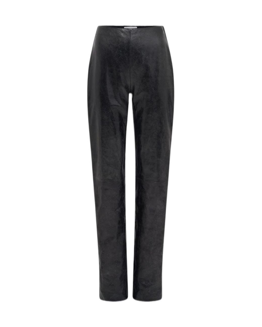 MARINE SERRE Black Glossy Moon Leather Straight Trousers