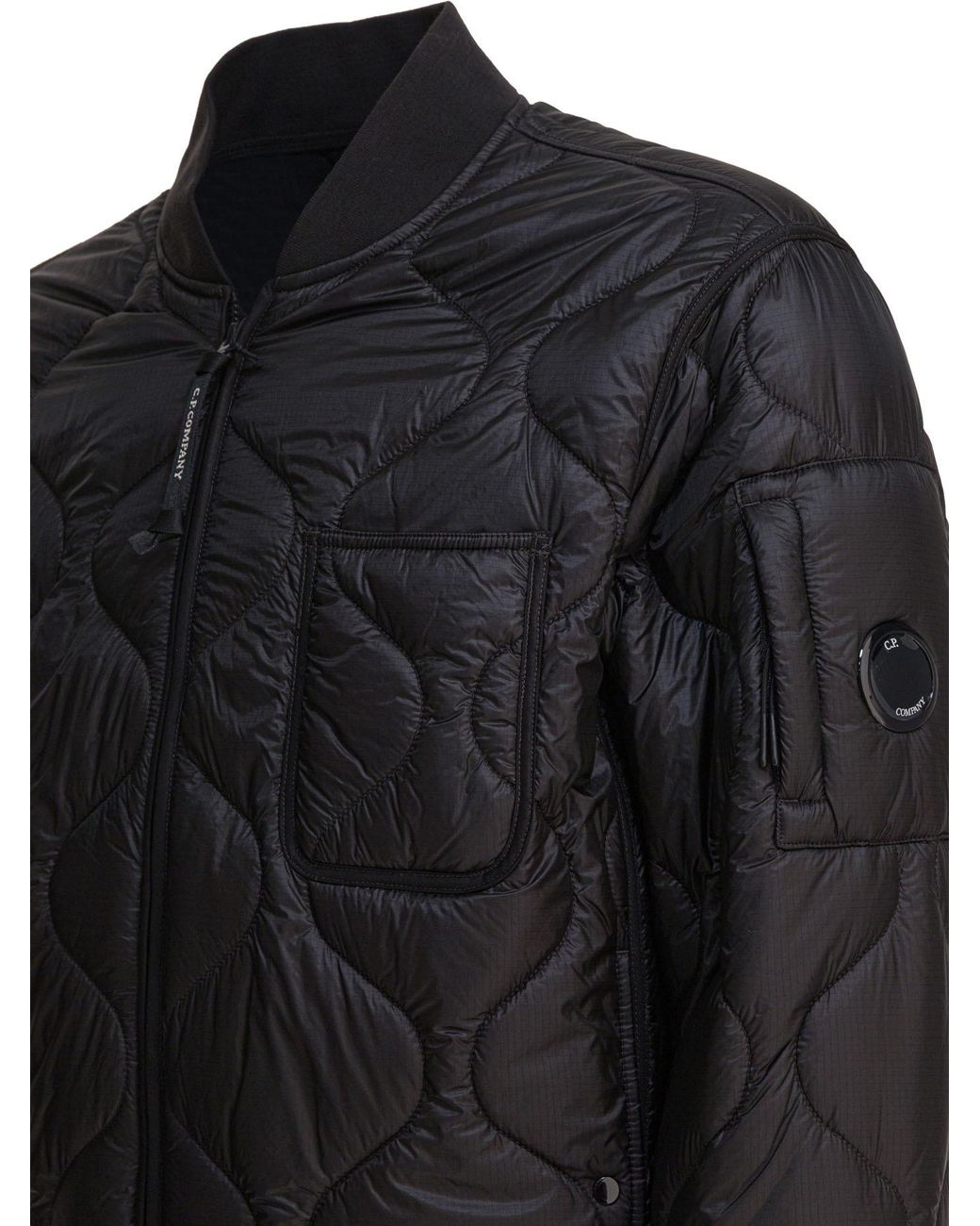 C P Company Black Quilted Medium Jacket for men