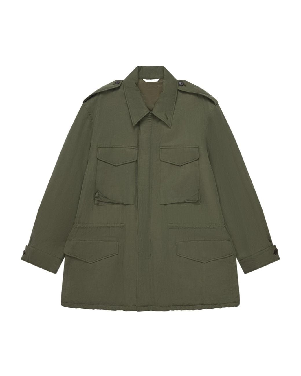 Auralee Green Brushed Satin Padded Military Blouson for men