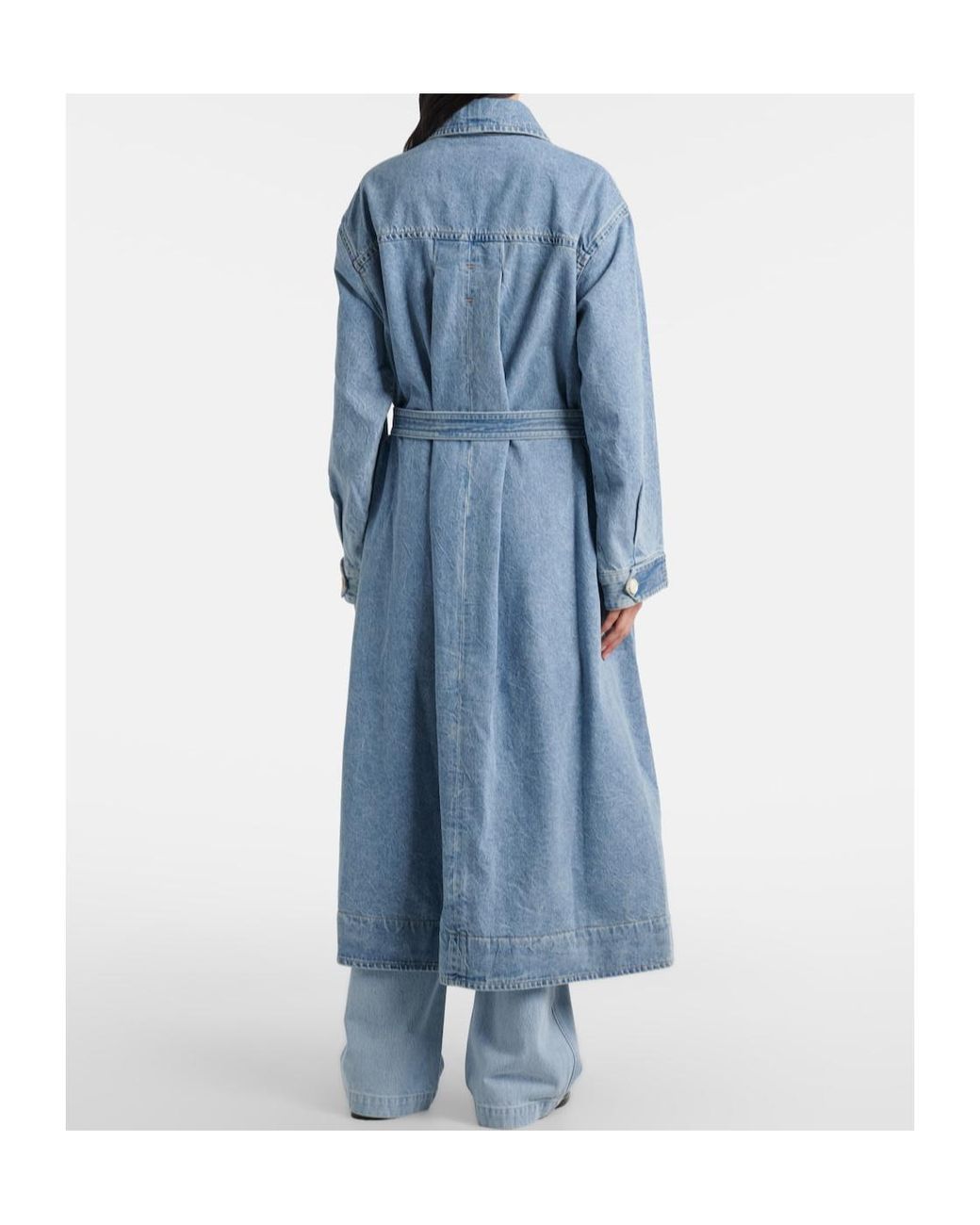 Agolde Blue Long Button-Down Denim Jacket
