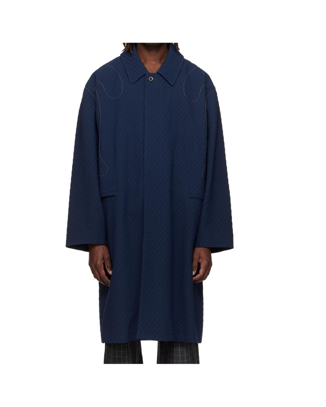 Kiko Kostadinov Blue Euri K-Shoulder Coat for men