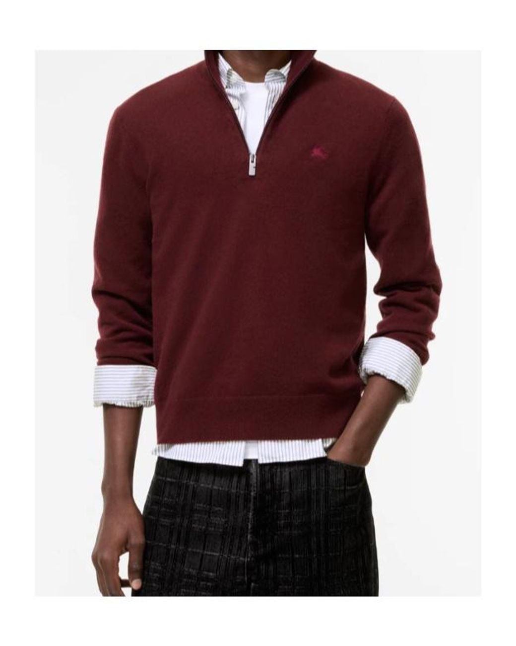 Burberry Purple Cameron Half-Zip Knitted Sweater for men