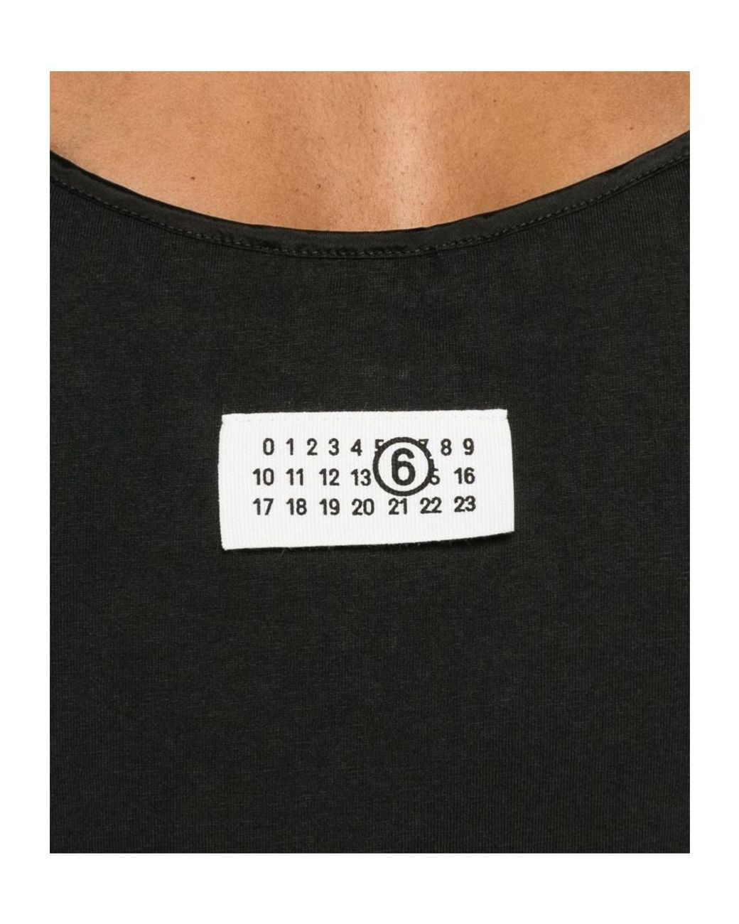 MM6 by Maison Margiela Black Spaghetti-Strap Logo-Patch Mini Dress