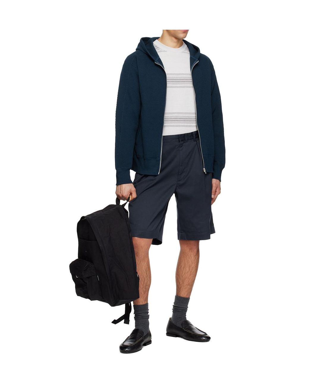 Nanamica Blue Double-Pleated Shorts for men