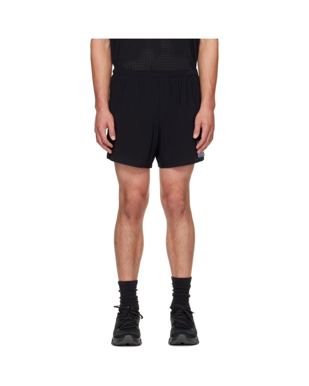Satisfy Black Spaceo 5' Perforated Shorts for men