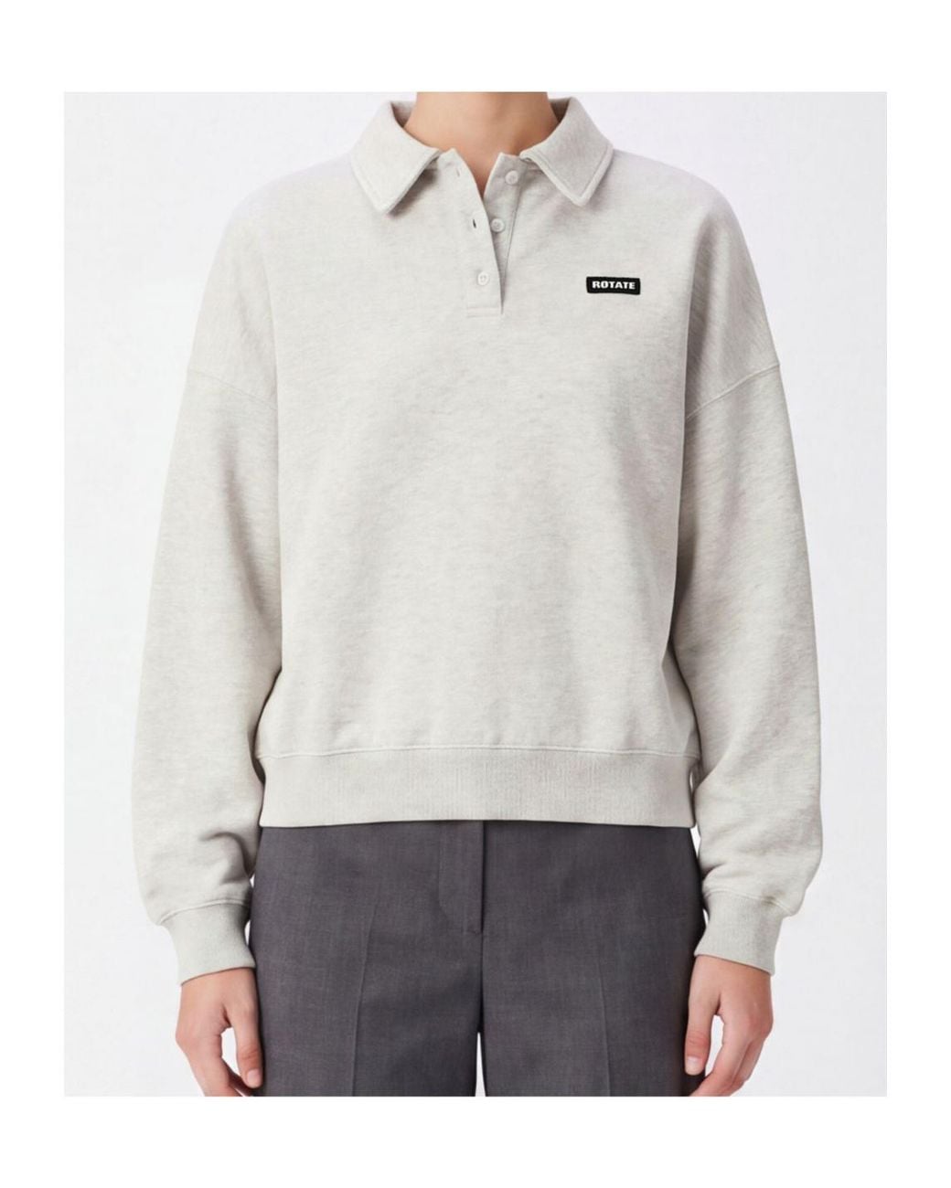 ROTATE BIRGER CHRISTENSEN White Logo Patch Polo Sweatshirt