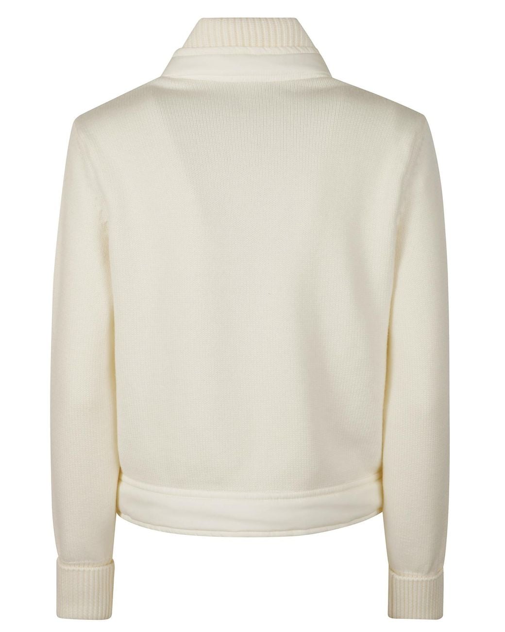 Moncler Natural Grenoble Quilted Zip-Up Knitted Sweater