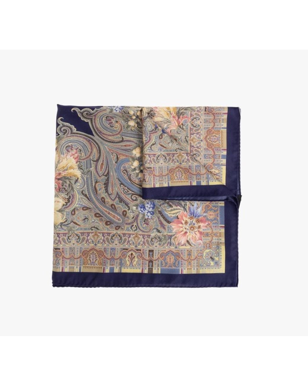 Etro Gray Paisley Floral Square Scarf
