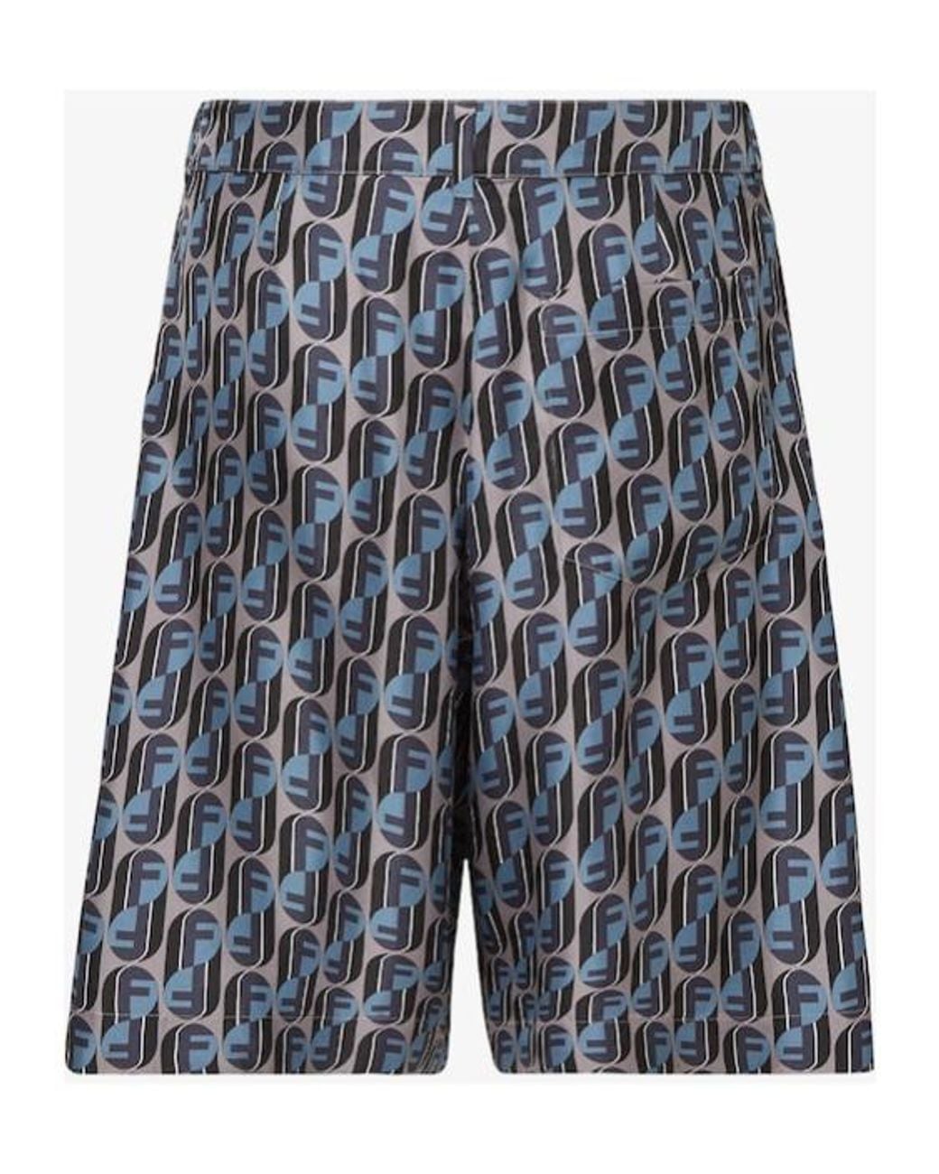 Fendi Blue Ff Printed Bermuda Shorts for men