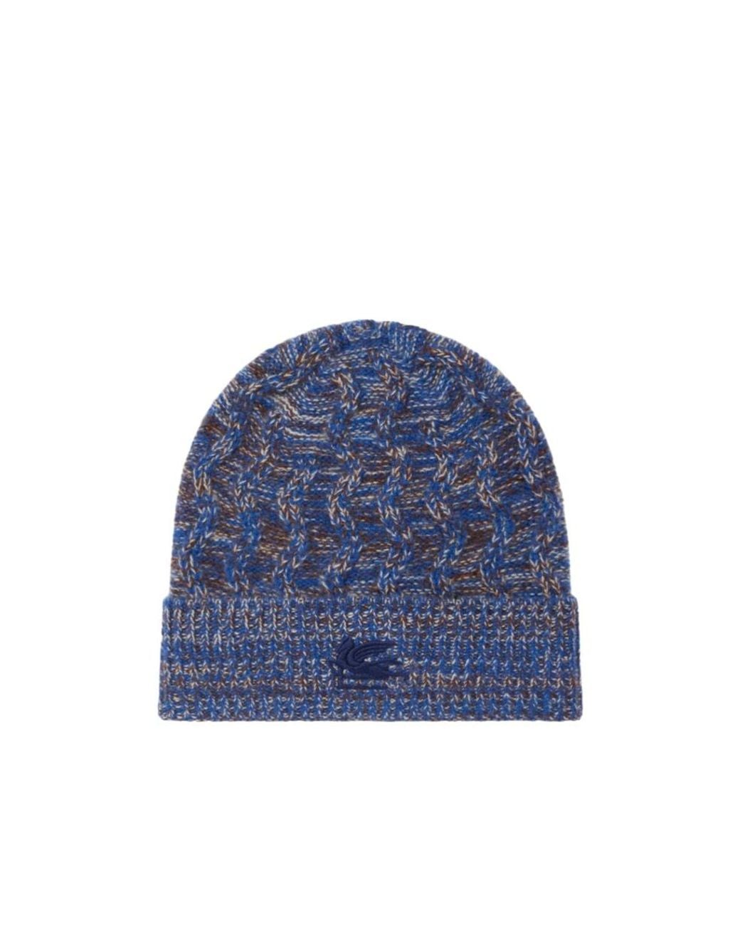Etro Blue Cable-Knit Beanie Hat for men