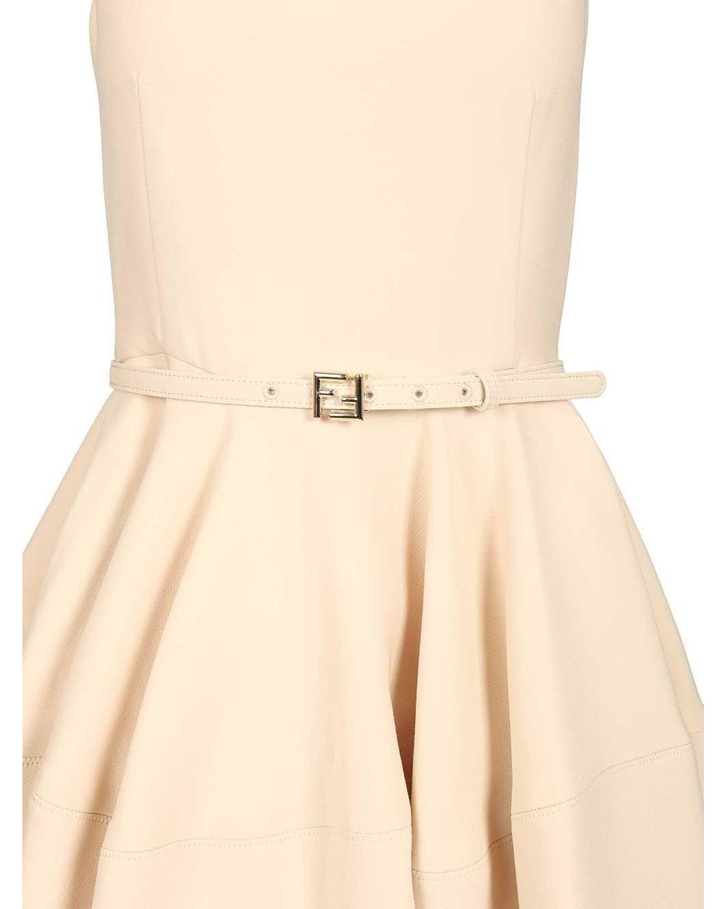 Fendi Natural Belted-Waist Sleeveless Dress
