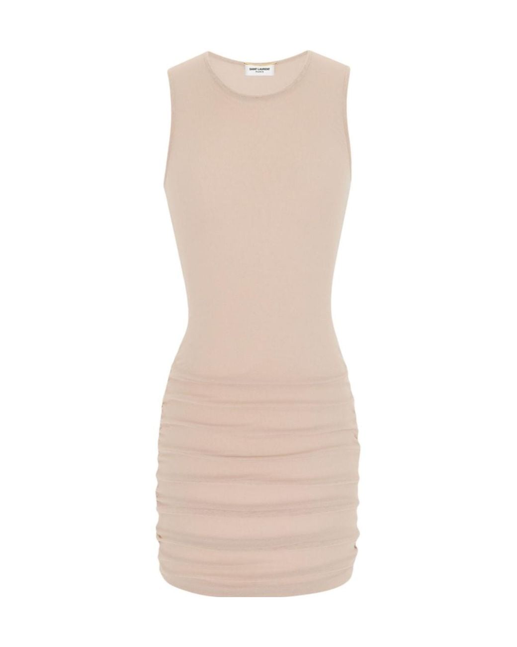 Saint Laurent Natural Stretch Tulle Short Dress