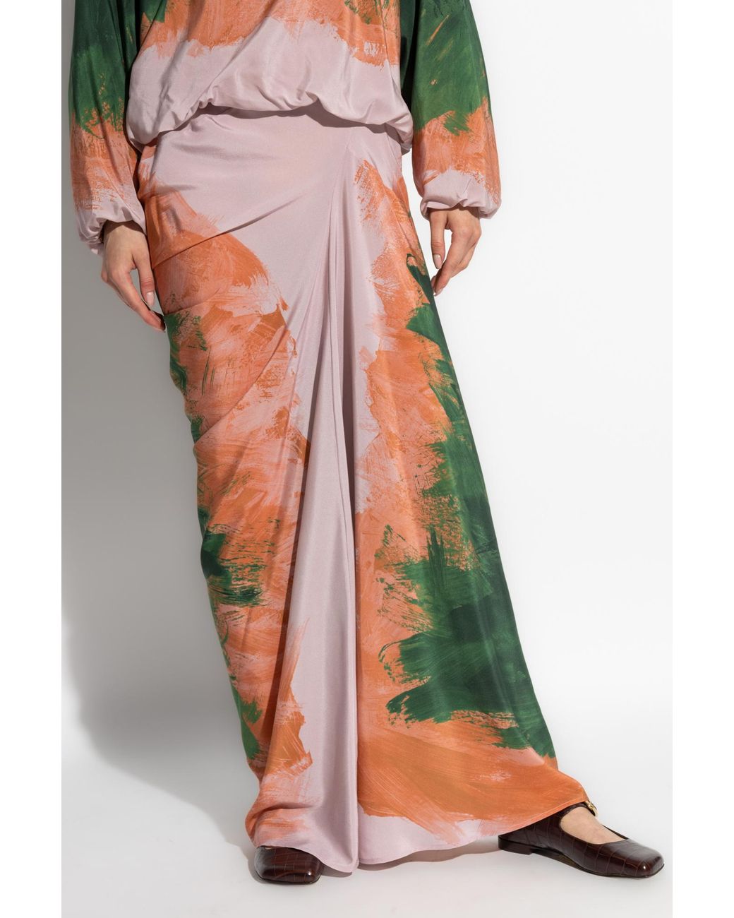 Dries Van Noten Pink Long Draped Skirt