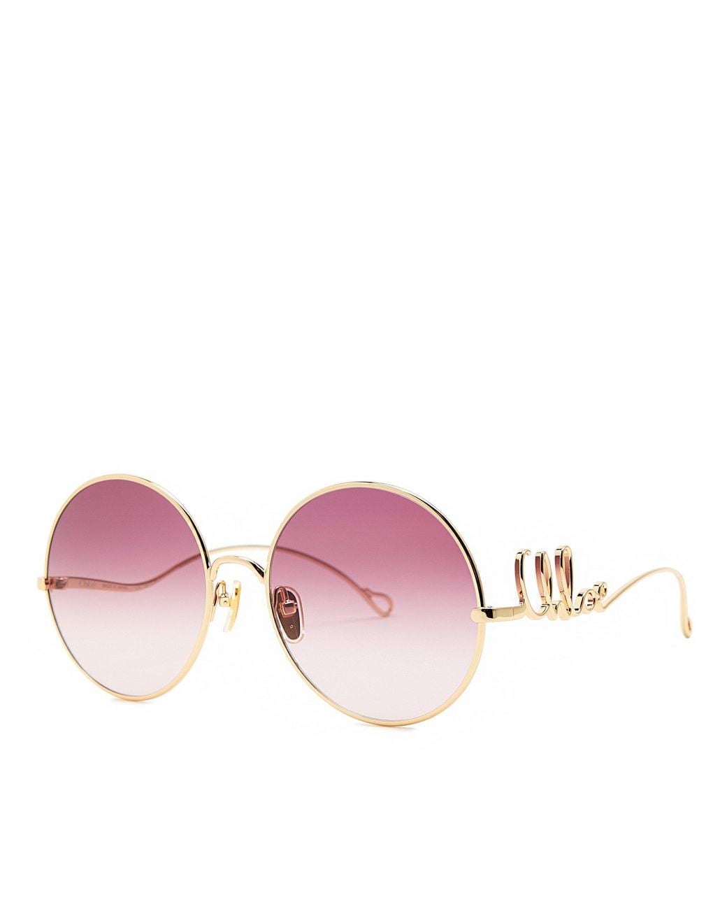 Chloé Pink Logo Metal Round Sunglasses