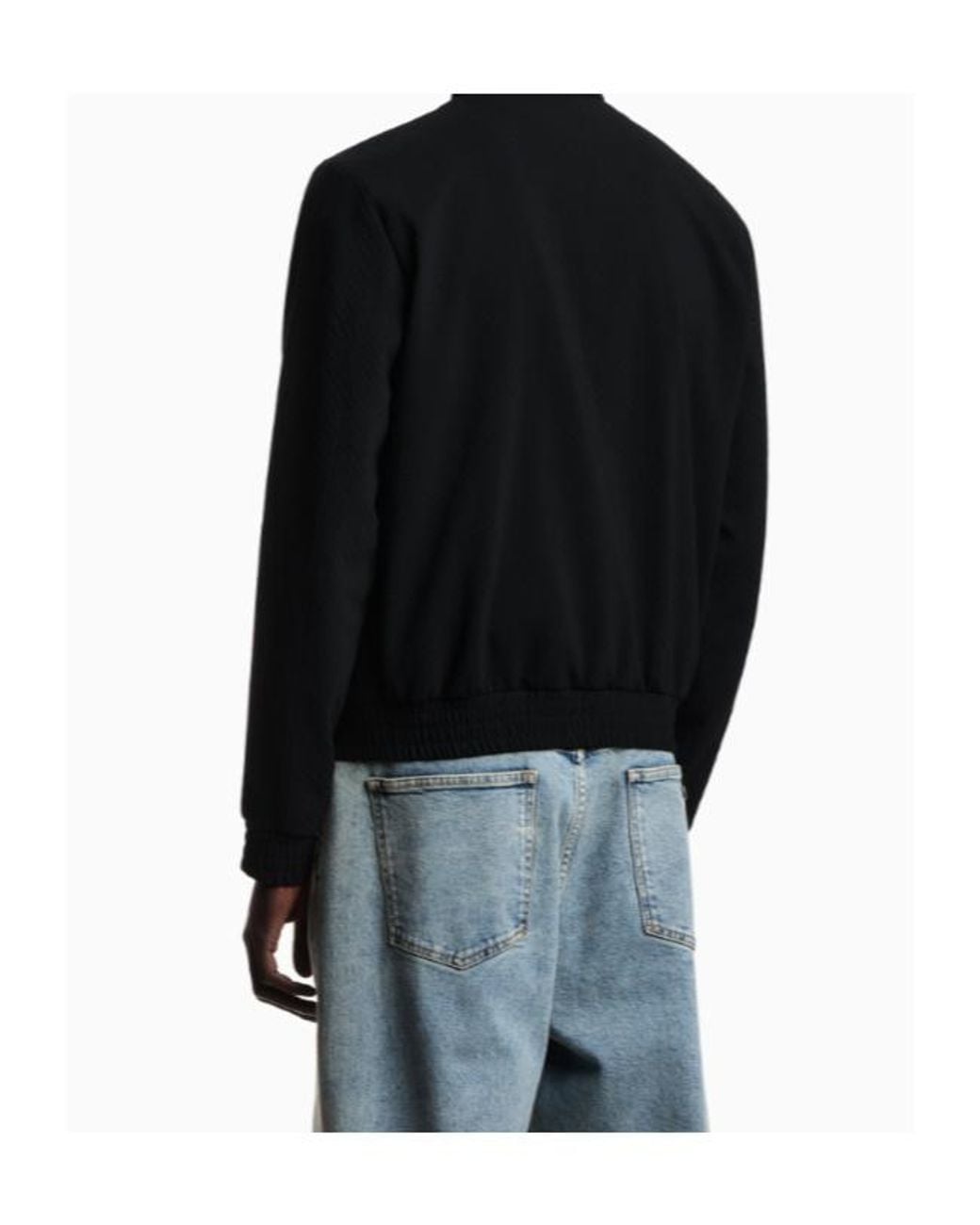 Emporio Armani Blue Icon Textured Light Wool Blouson for men