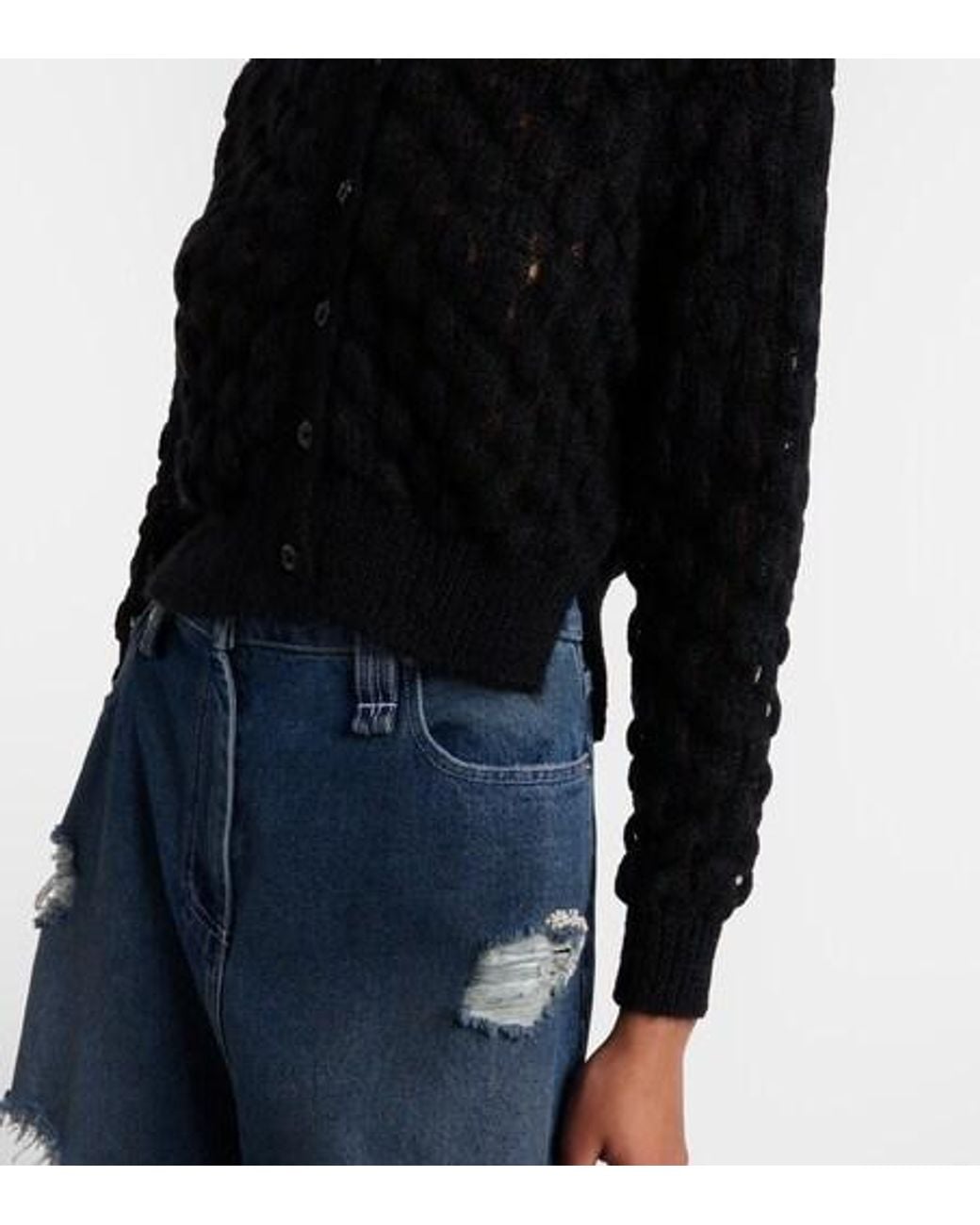 Simone Rocha Blue Embellished Mohair-Blend Cardigan