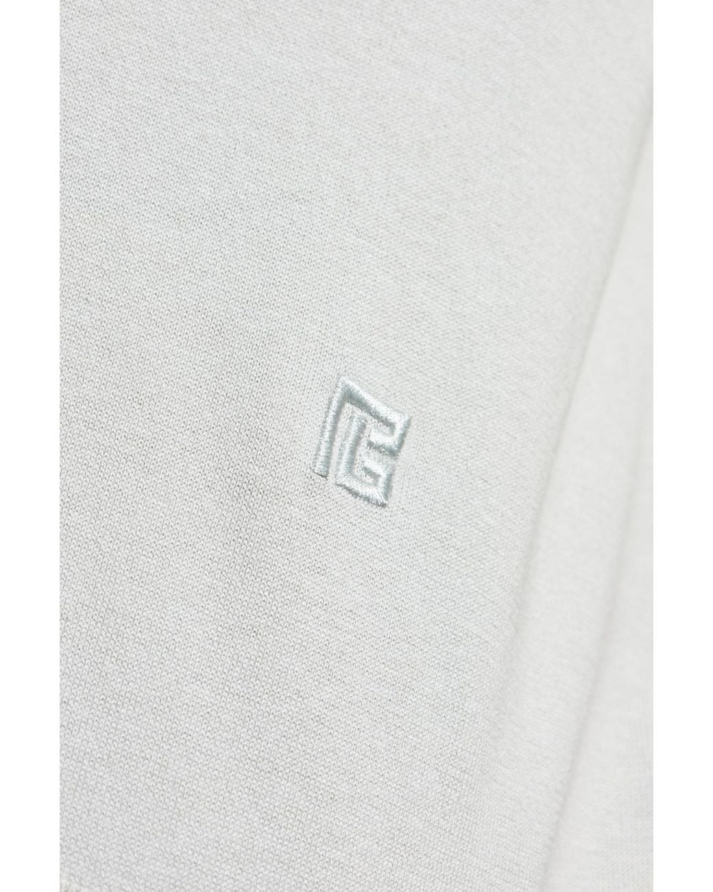Balmain White Logo Embroidered Polo Shirt for men