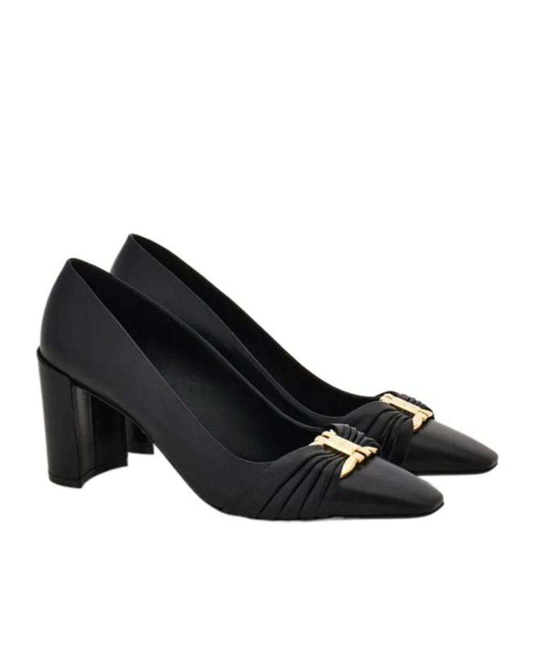 Ferragamo Black Gancini Decorated High Heels