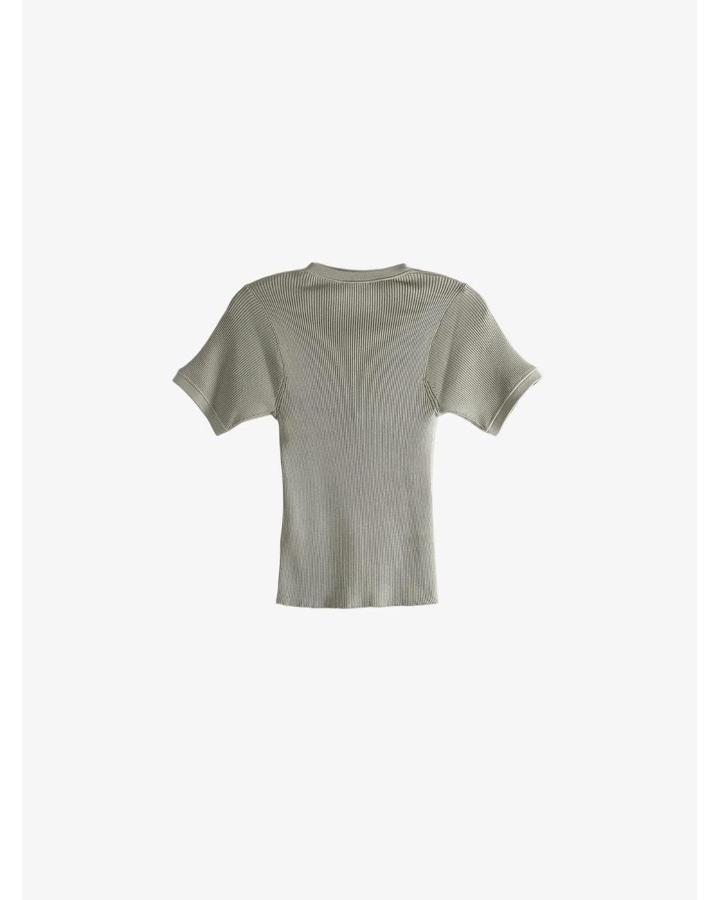 Rier Gray Ribbed Knit T-Shirt for men