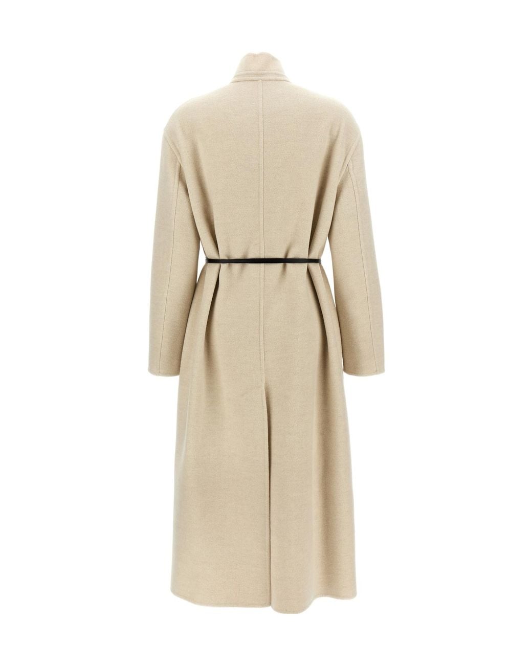 Fabiana Filippi Natural Single-Breasted Belted Coat