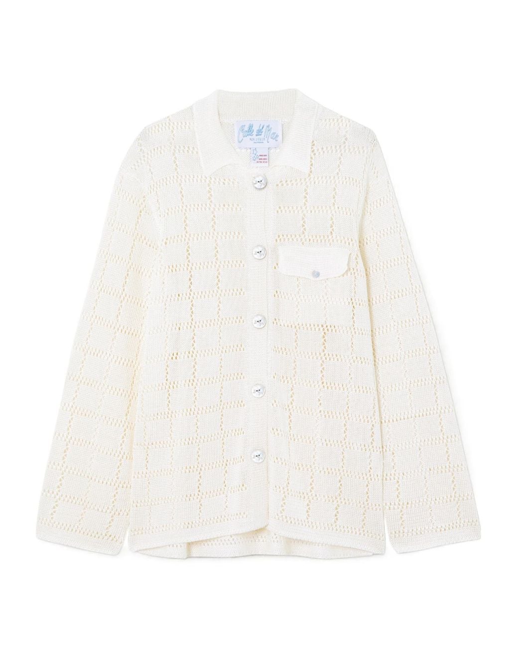 Calle Del Mar White Perforated Knitted Shirt
