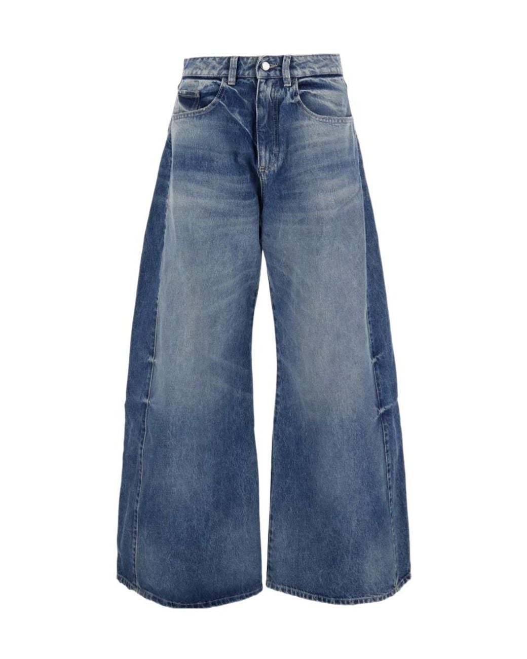 ICON DENIM Blue High-Waisted Wide-Leg Jeans