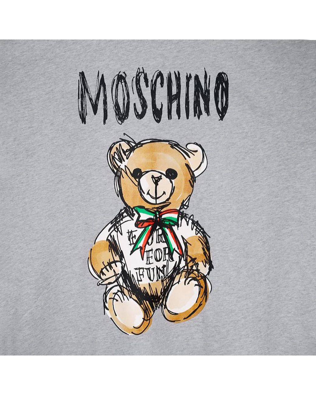 Moschino Gray Teddy Bear-Print Cotton T-Shirt