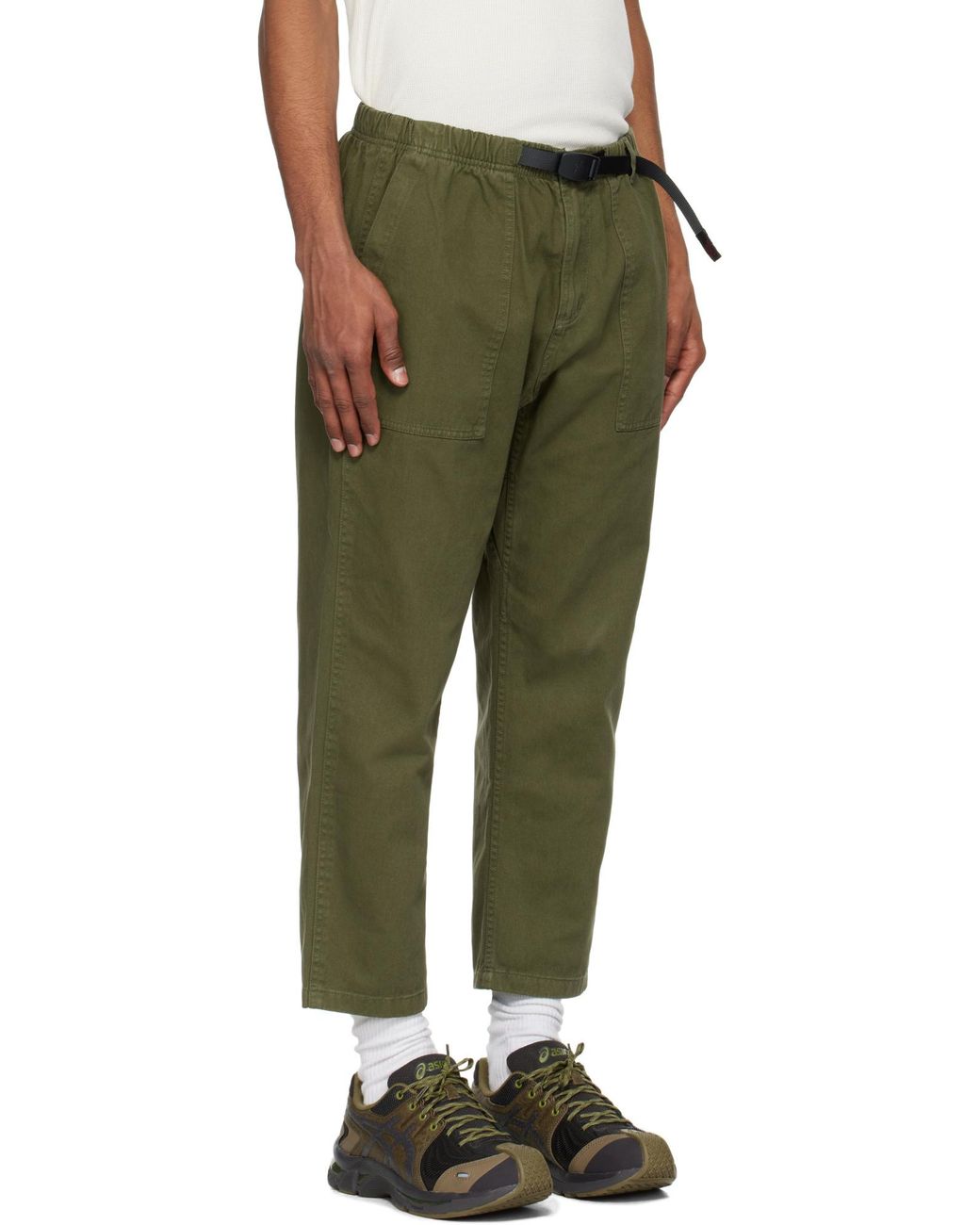 Gramicci Green Elasticated Drawstring-Waistband Trousers for men
