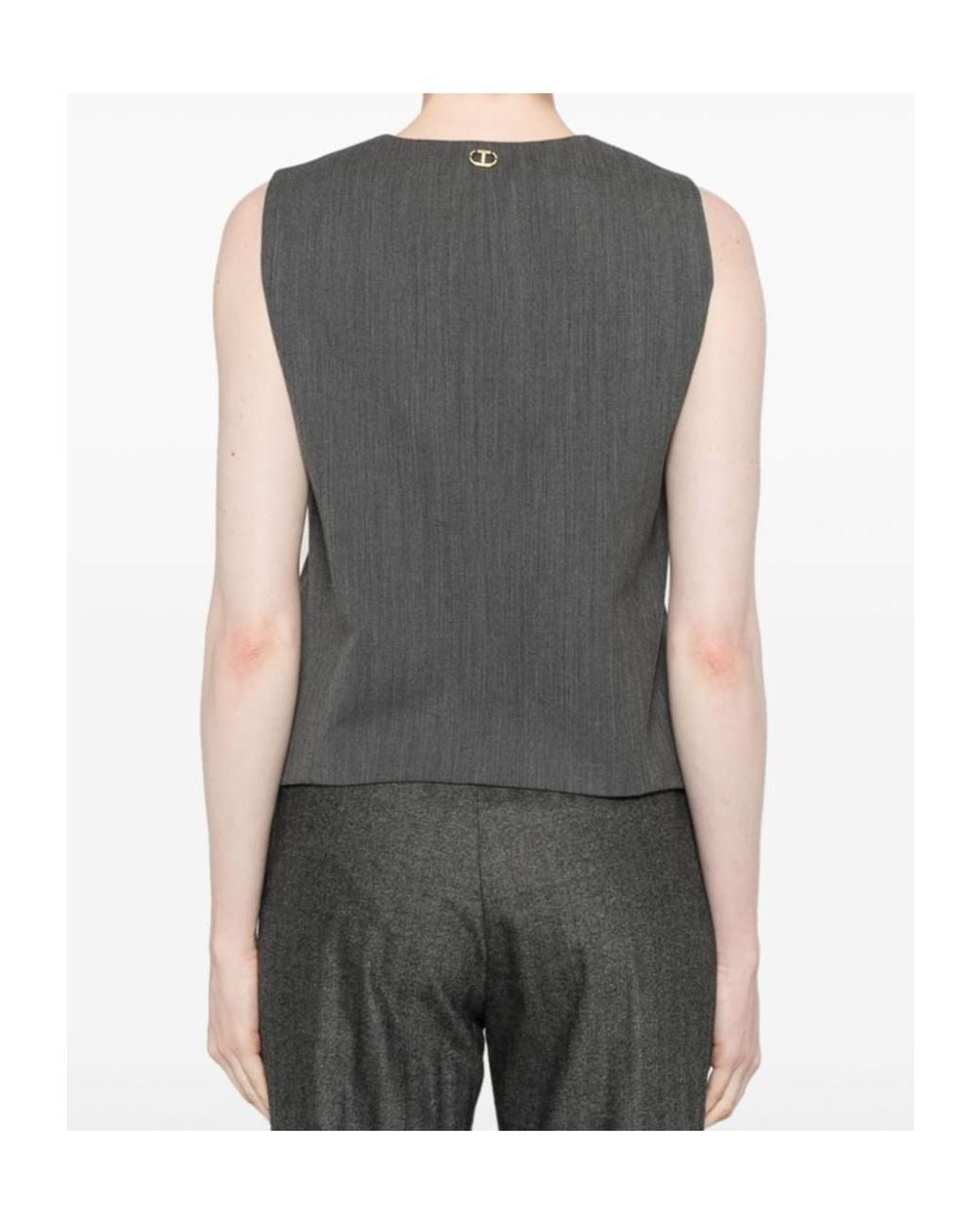 Twinset Gray Textured Waistcoat