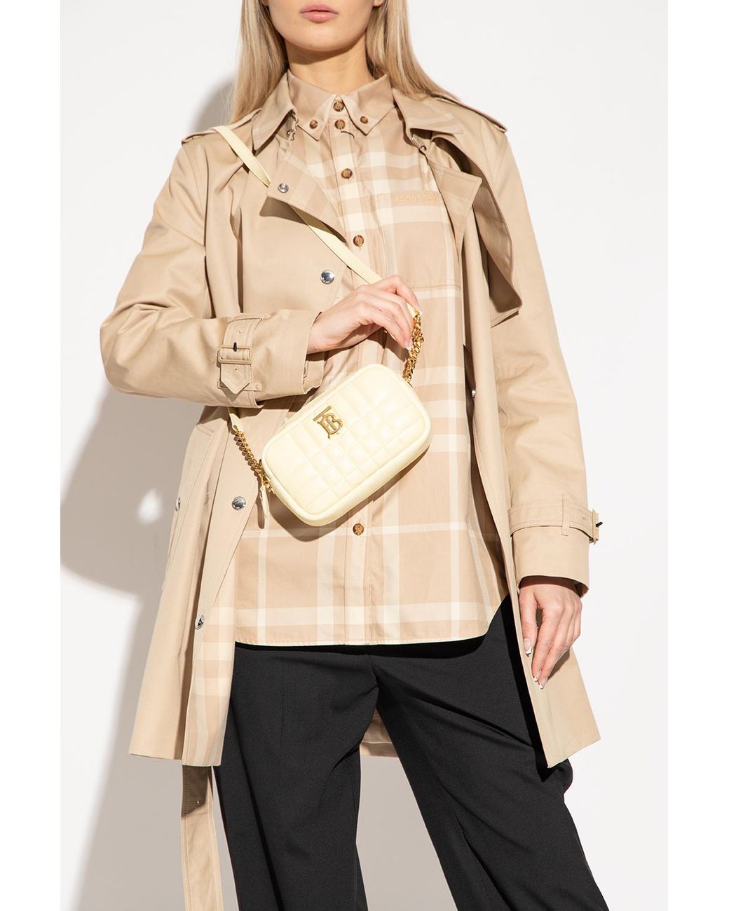 Burberry Natural Mini Lola Quilted Camera Bag