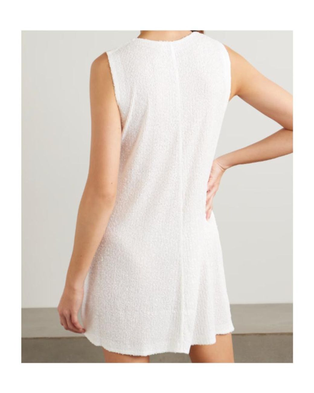 Norma Kamali White Sequined Jersey Mini Dress