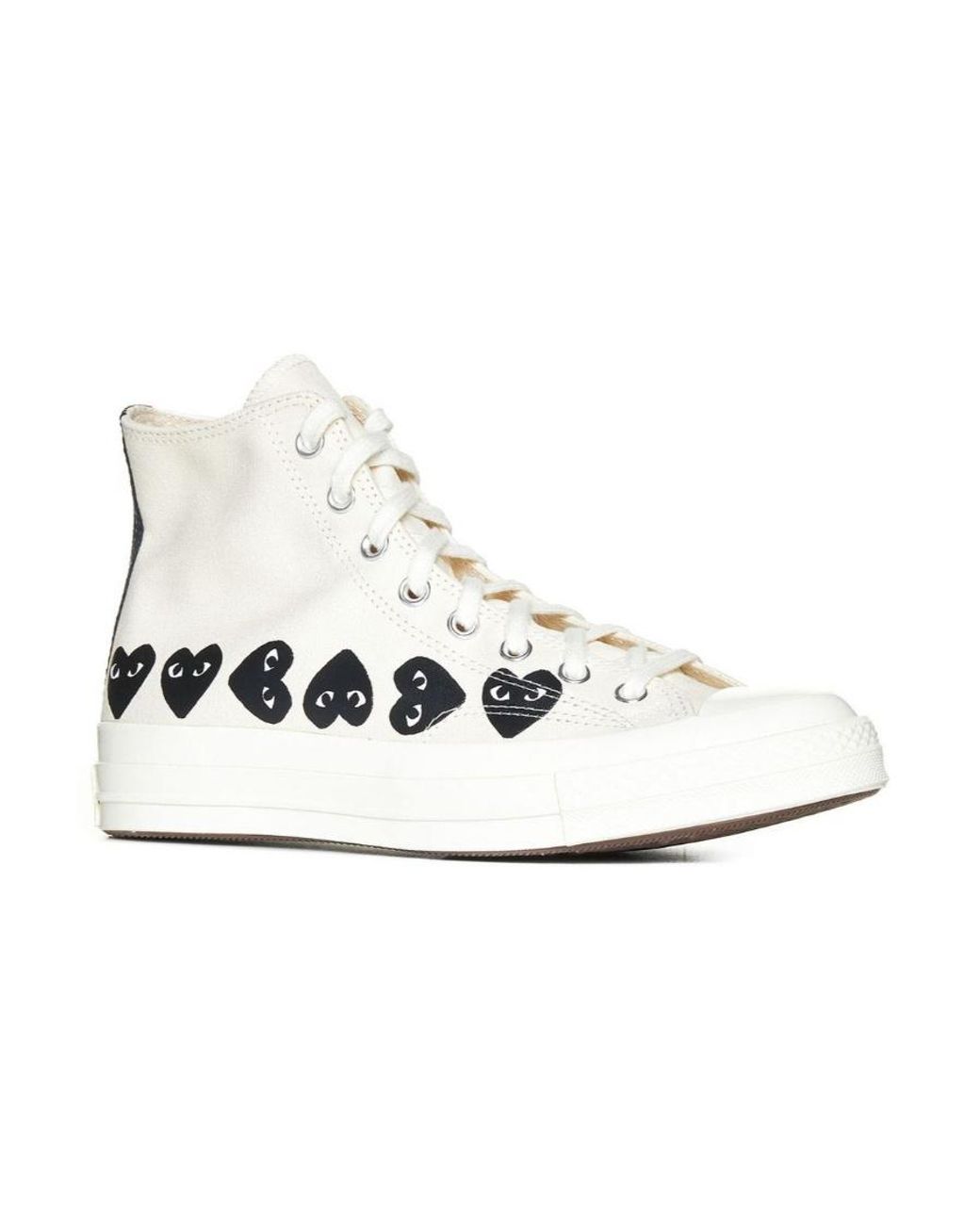Comme des Garçons White Printed High-Top Sneakers