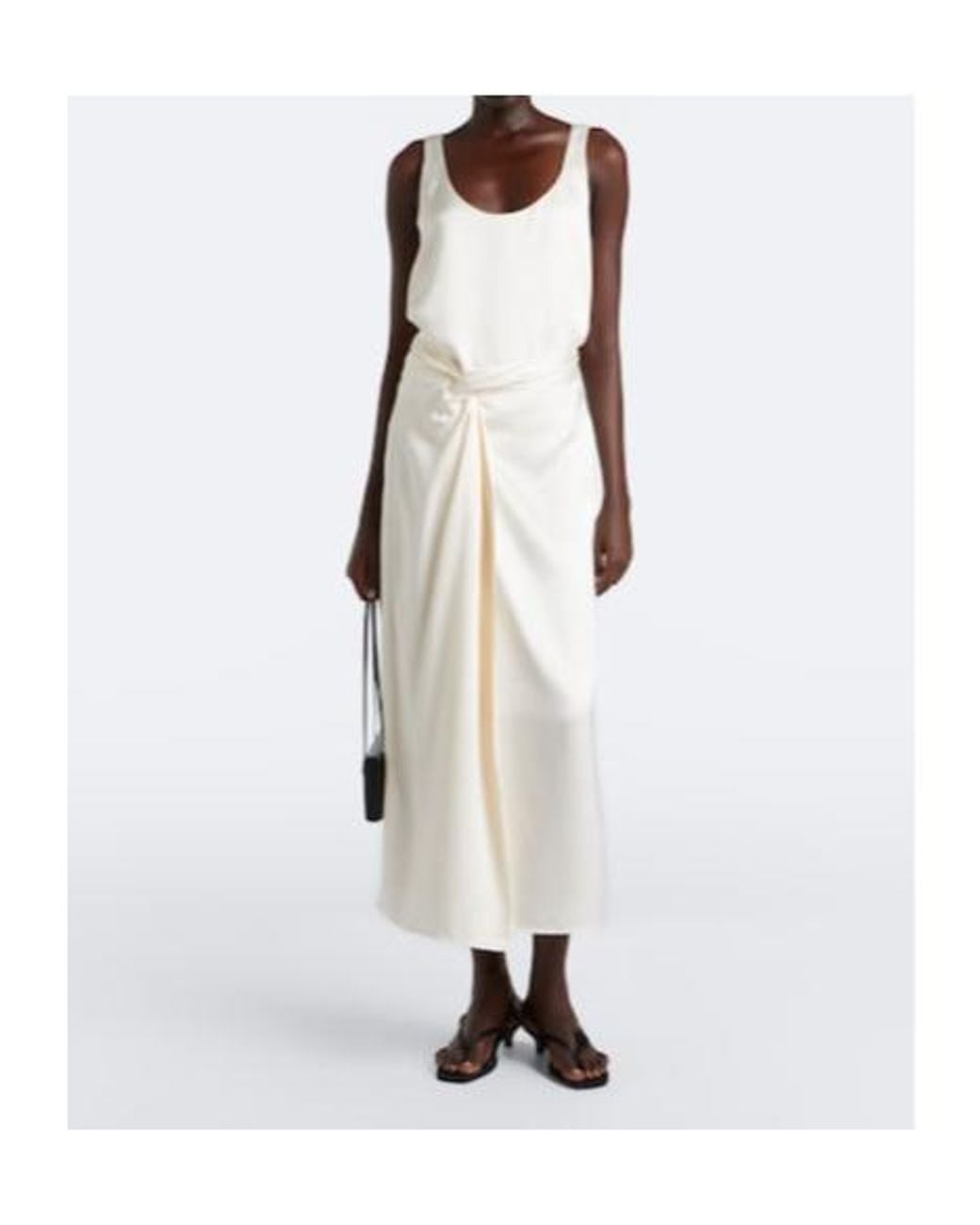 Rohe White Gathered Satin Midi Skirt
