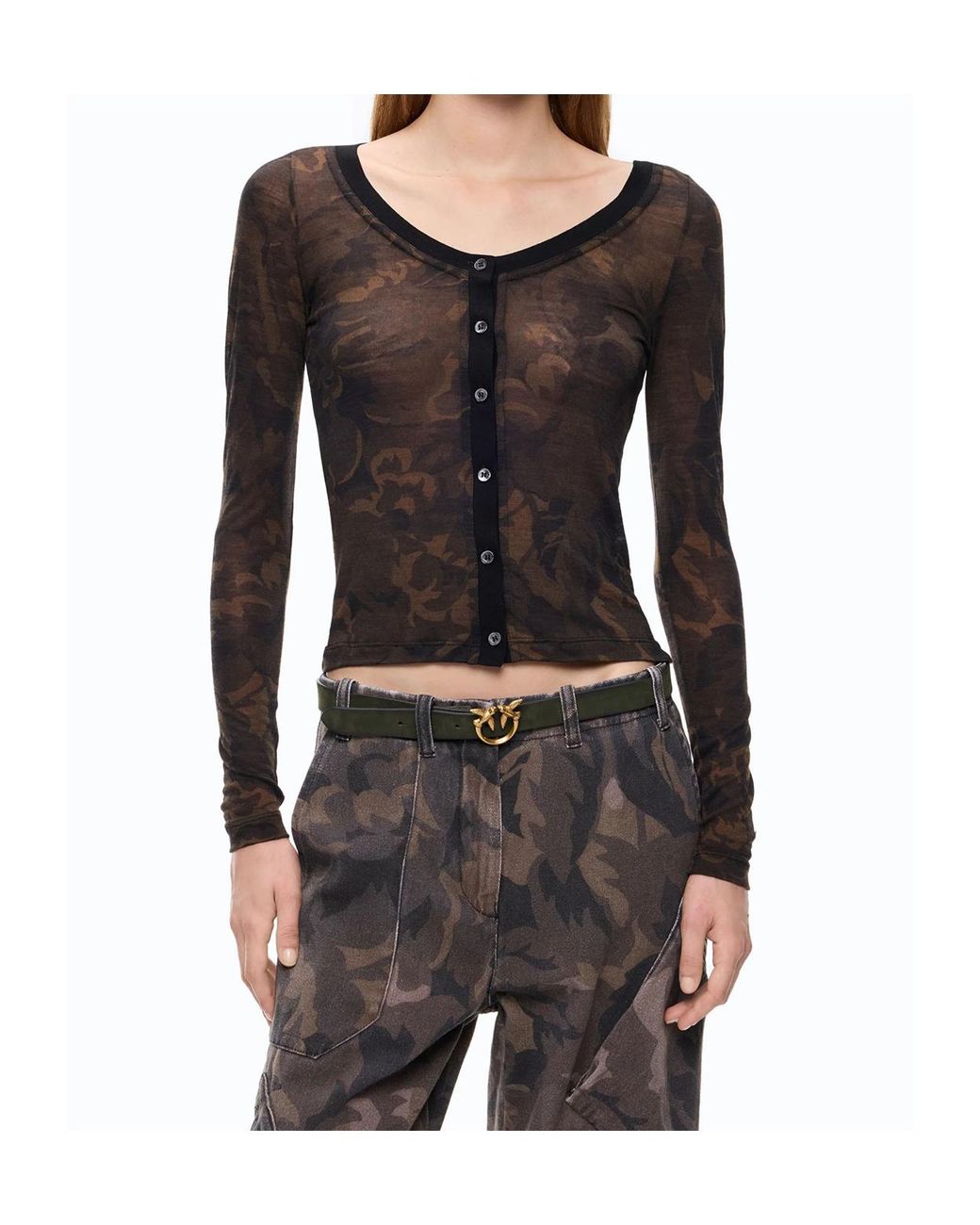 Pinko Black Sheer Patterned Cardigan