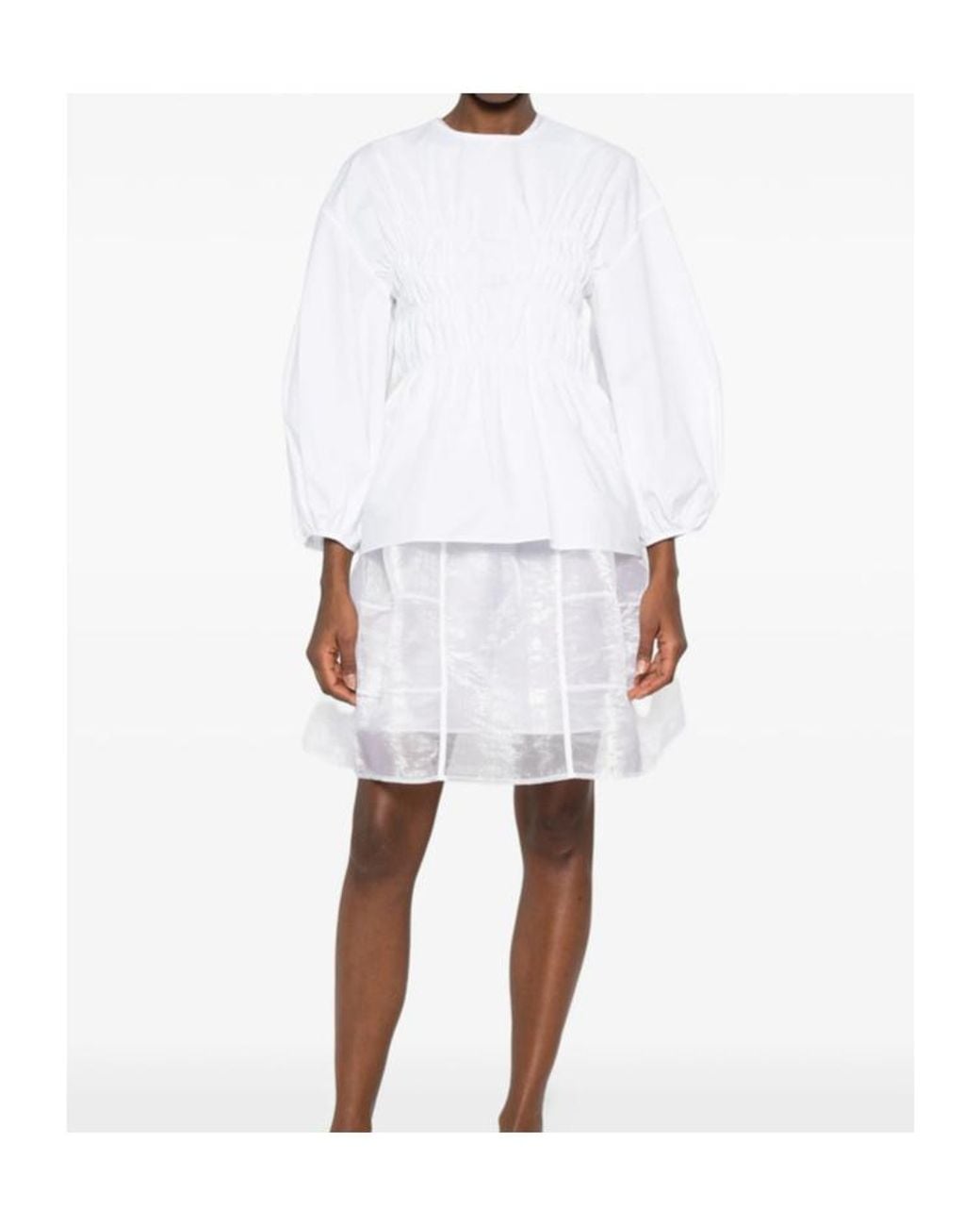 CECILIE BAHNSEN White Puff-Sleeved Top