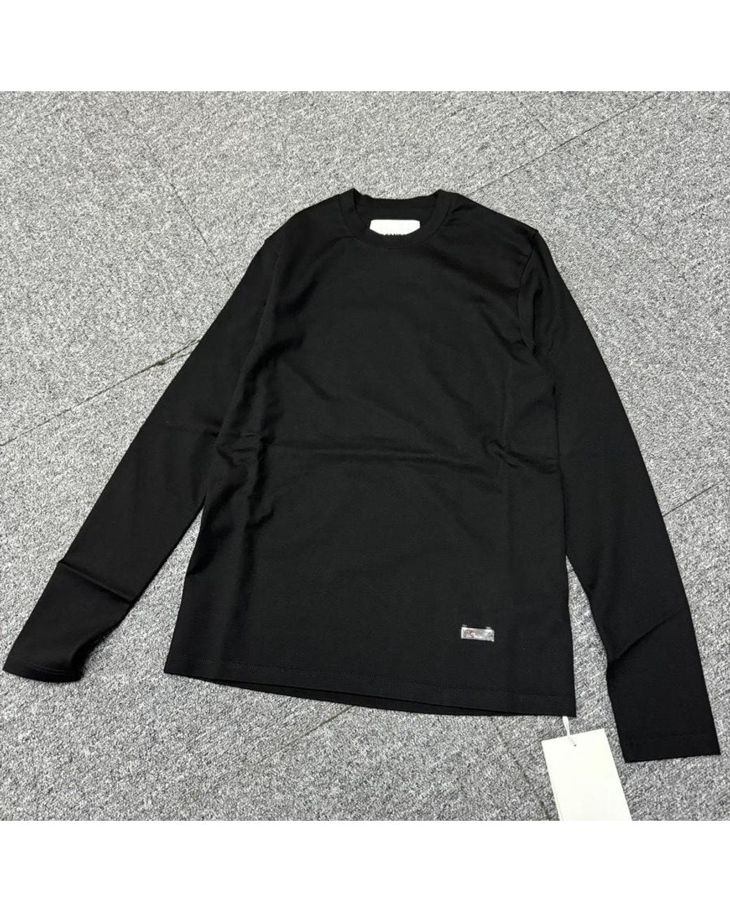 Jil Sander Black Logo Plaque Long-Sleeved T-Shirt