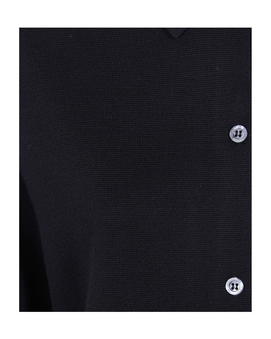 Aspesi Blue Button-Up Polo Neck Knitted Sweater