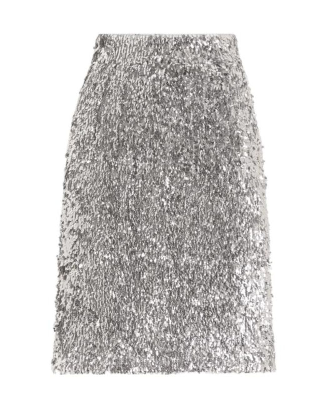 Dolce & Gabbana Gray Sequined Midi Skirt