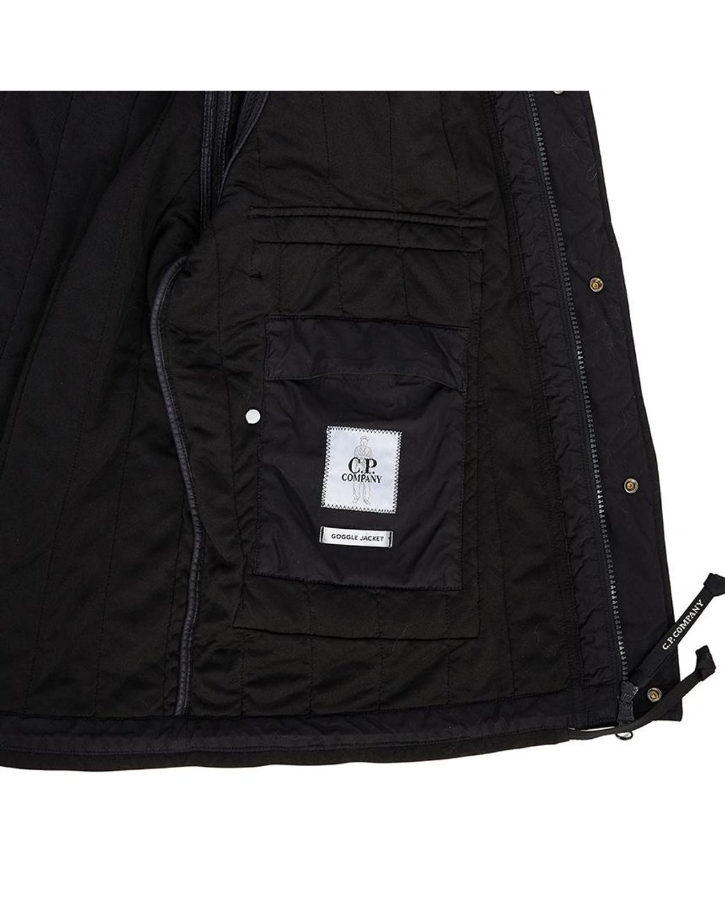 C P Company Black Gd Liner Padded Goggle Jacket for men
