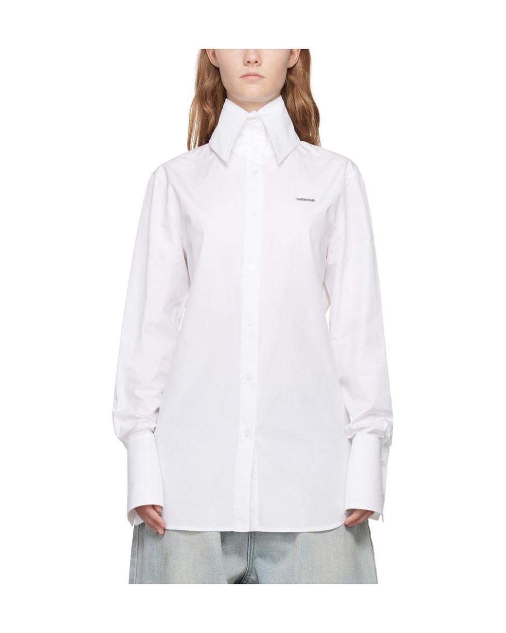 we11done White High-Neck Collar Shirt