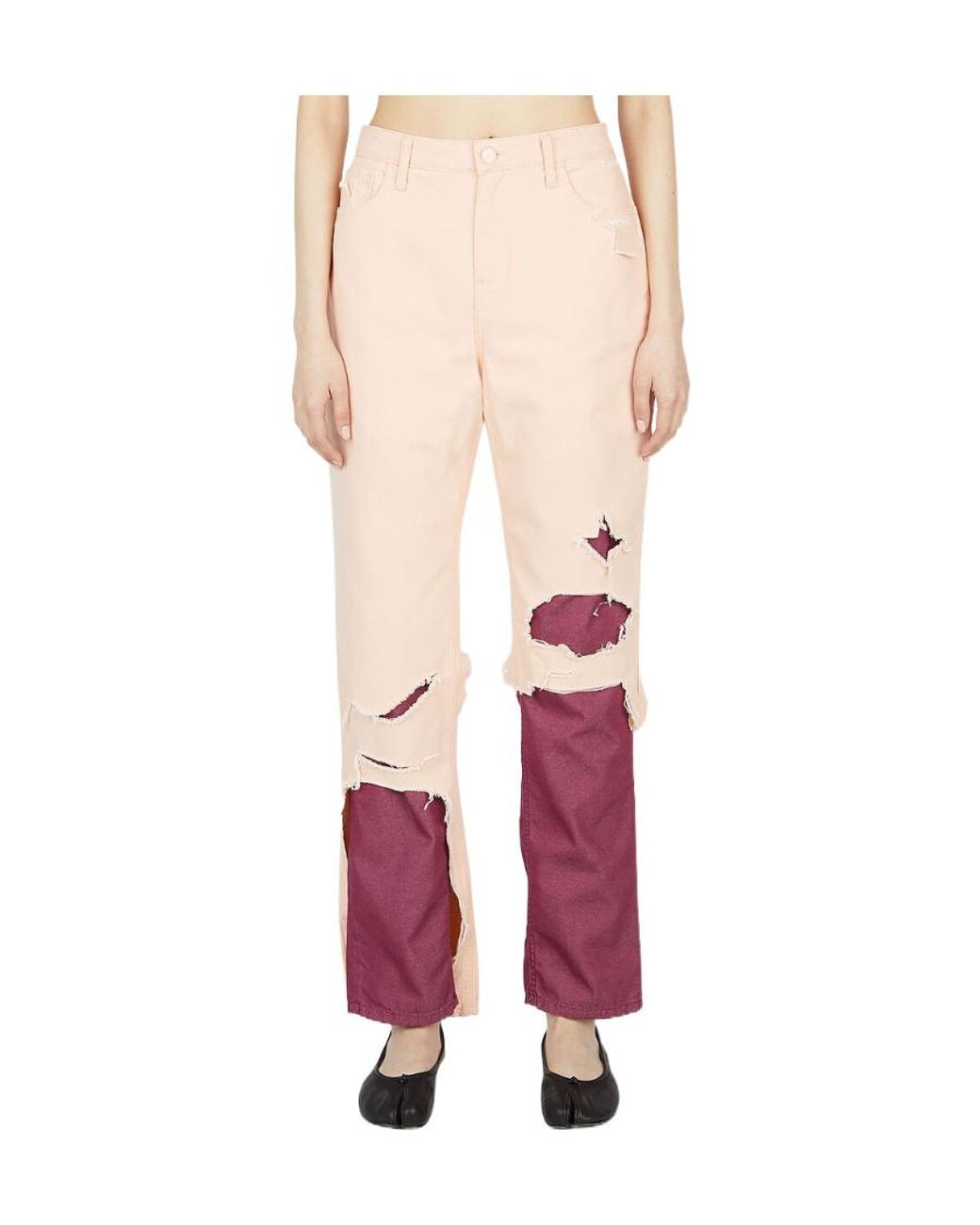 Raf Simons Pink High Waist Distressed Jeans