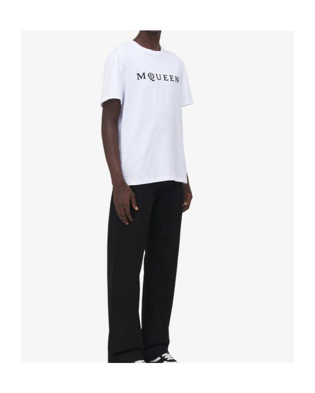 McQueen White Flocked-Logo Crewneck T-Shirt for men