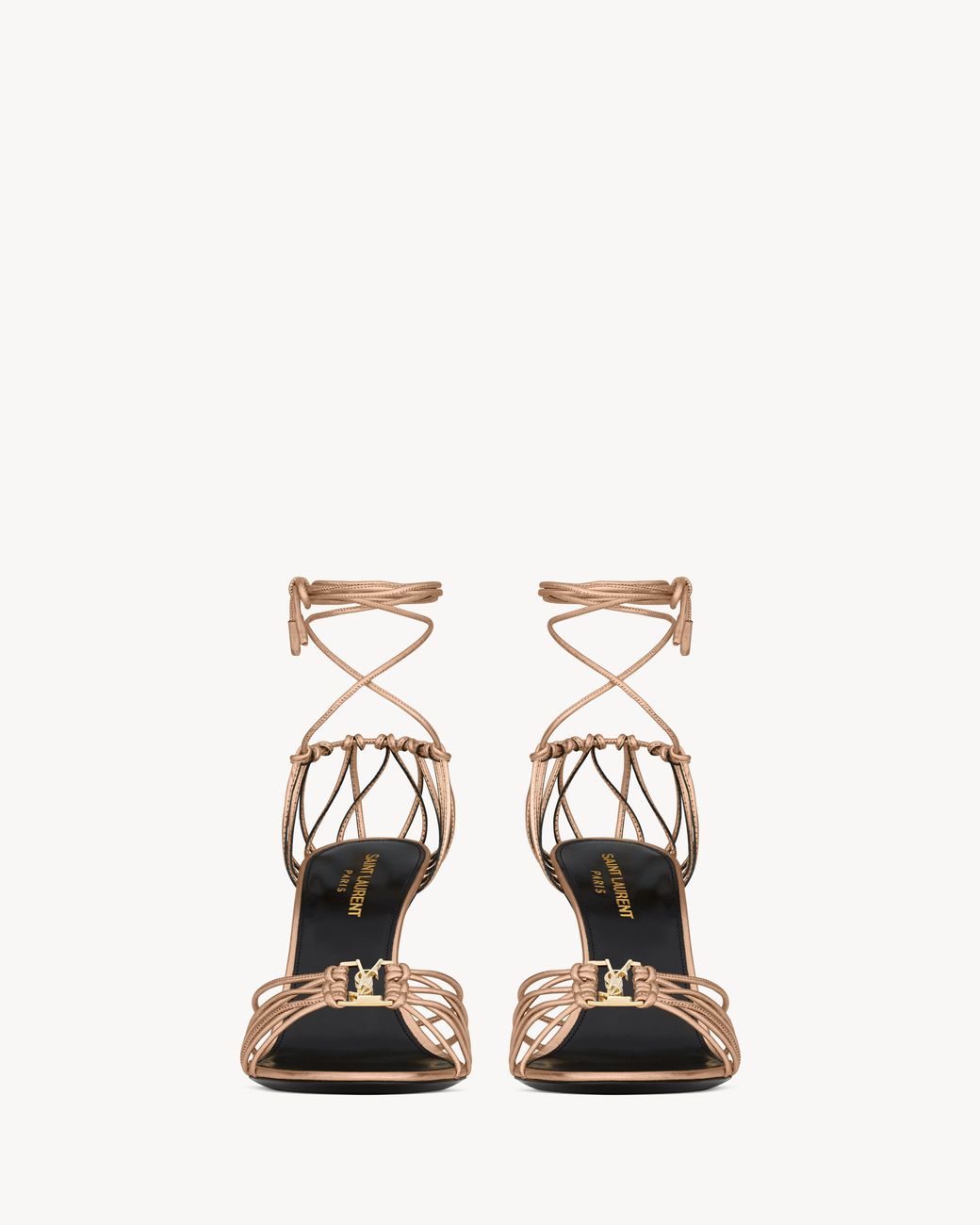 Saint Laurent Metallic Leather Babylone Sandals 90