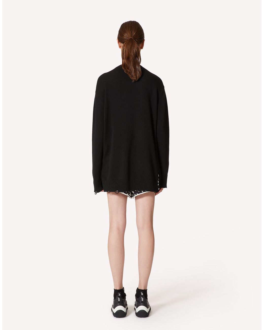 RED Valentino Black Butterfly Printed Elastic Waist Shorts