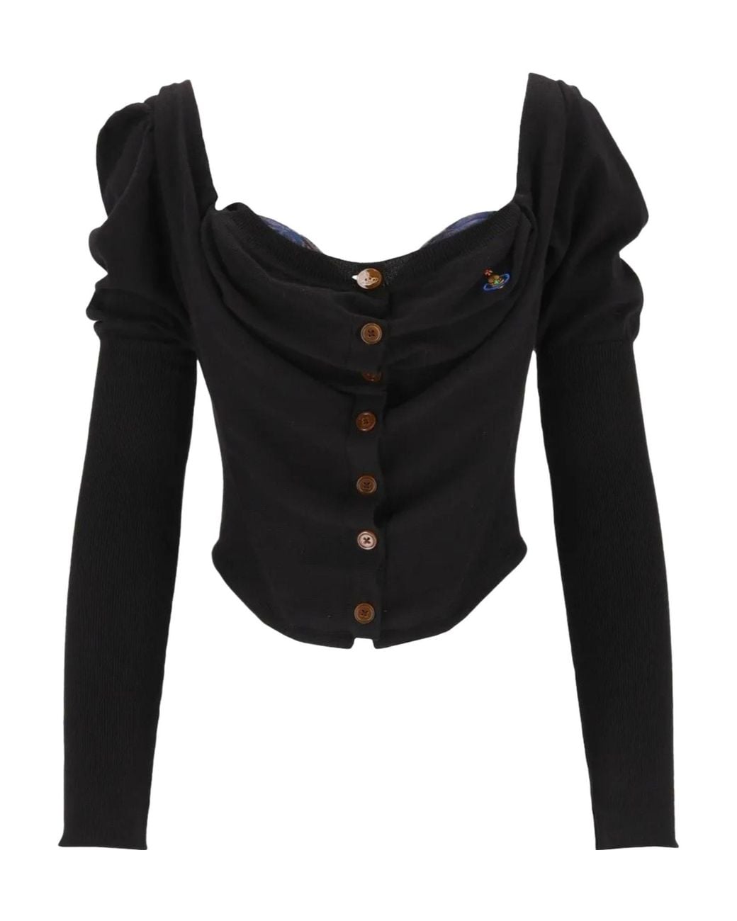 Vivienne Westwood Black Bea Puff-Sleeved Corset Cardigan