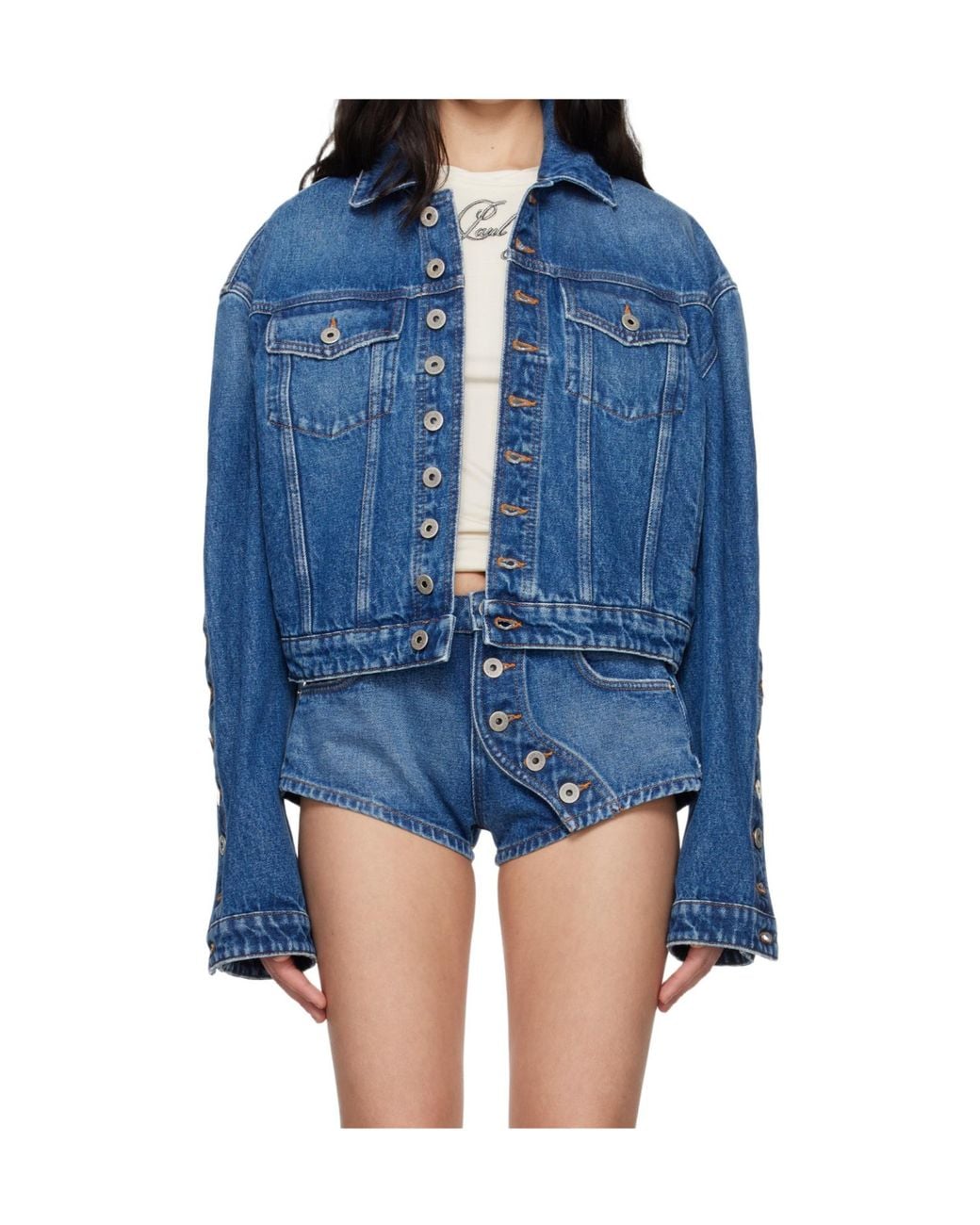 Jean Paul Gaultier Blue The Buttoned Denim Jacket for men